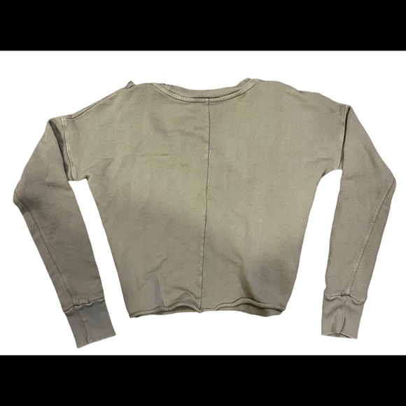 Free People 100% cotton sage green cropped top - Picture 2 of 3